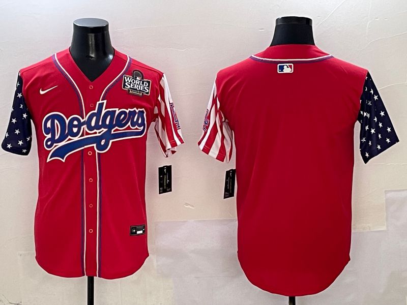 Men Los Angeles Dodgers Blank Red a generation of national flags Joint name 2025 Nike MLB Jersey style 5->youth mlb jersey->Youth Jersey